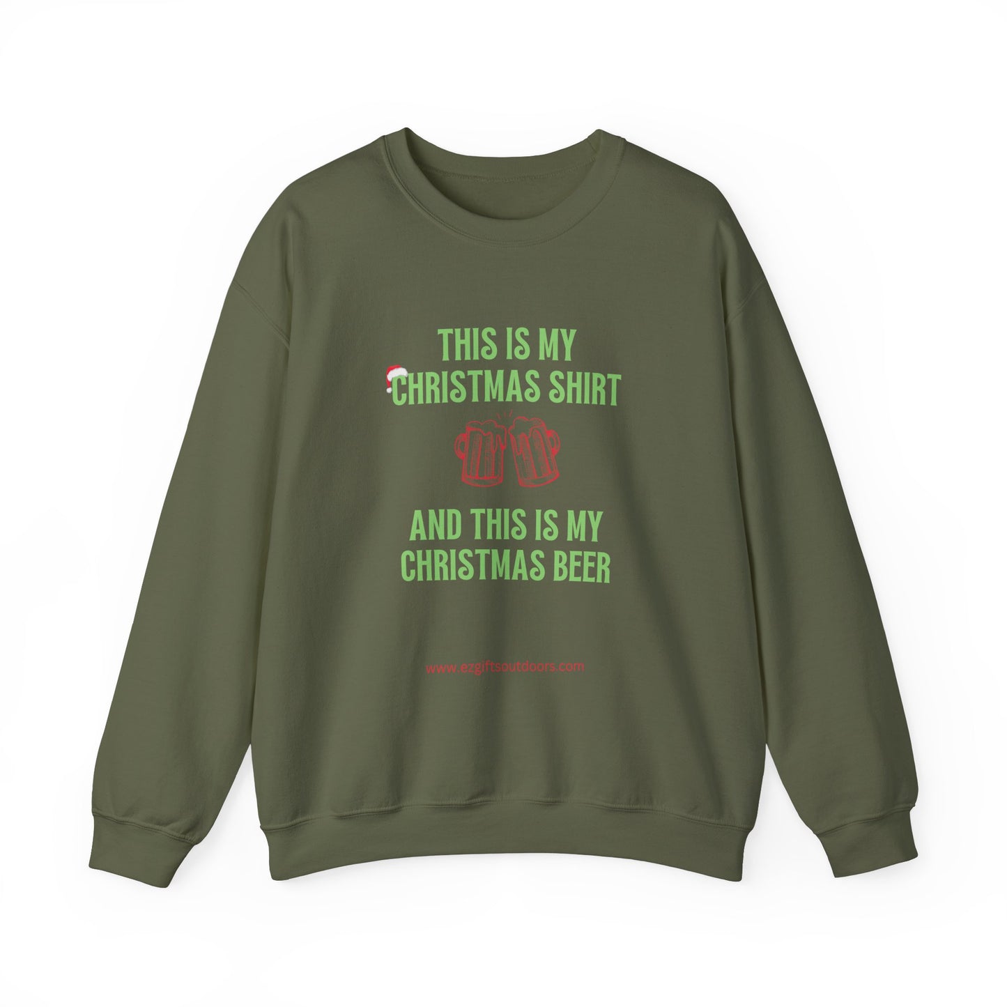 This is my Christmas shirt and this is my beer